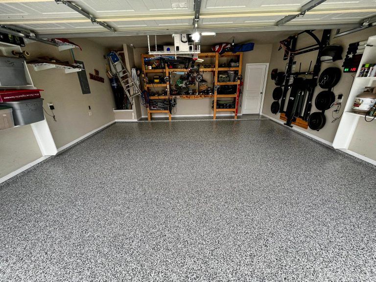 Basement floor coating in a finished lower level